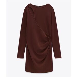 ZARA Brown Long Sleeve Mini Dress